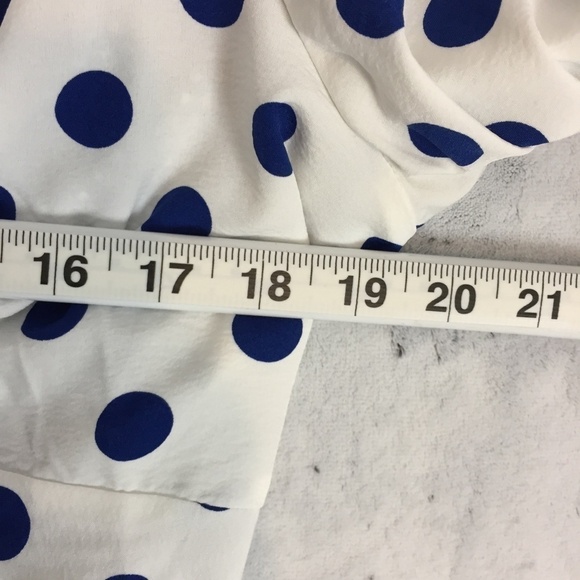 Shein Curve Polkadot Blouse 0XL Polyester Blue Twist Front Long Sleeve Shirt - Picture 3 of 12